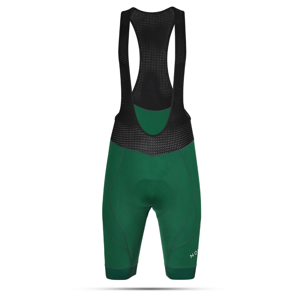 Pantaloncini da ciclismo verdi con bretelle – Vestibilità di supporto di livello professionale con fondello in grafene K10 | Nomad Vélo