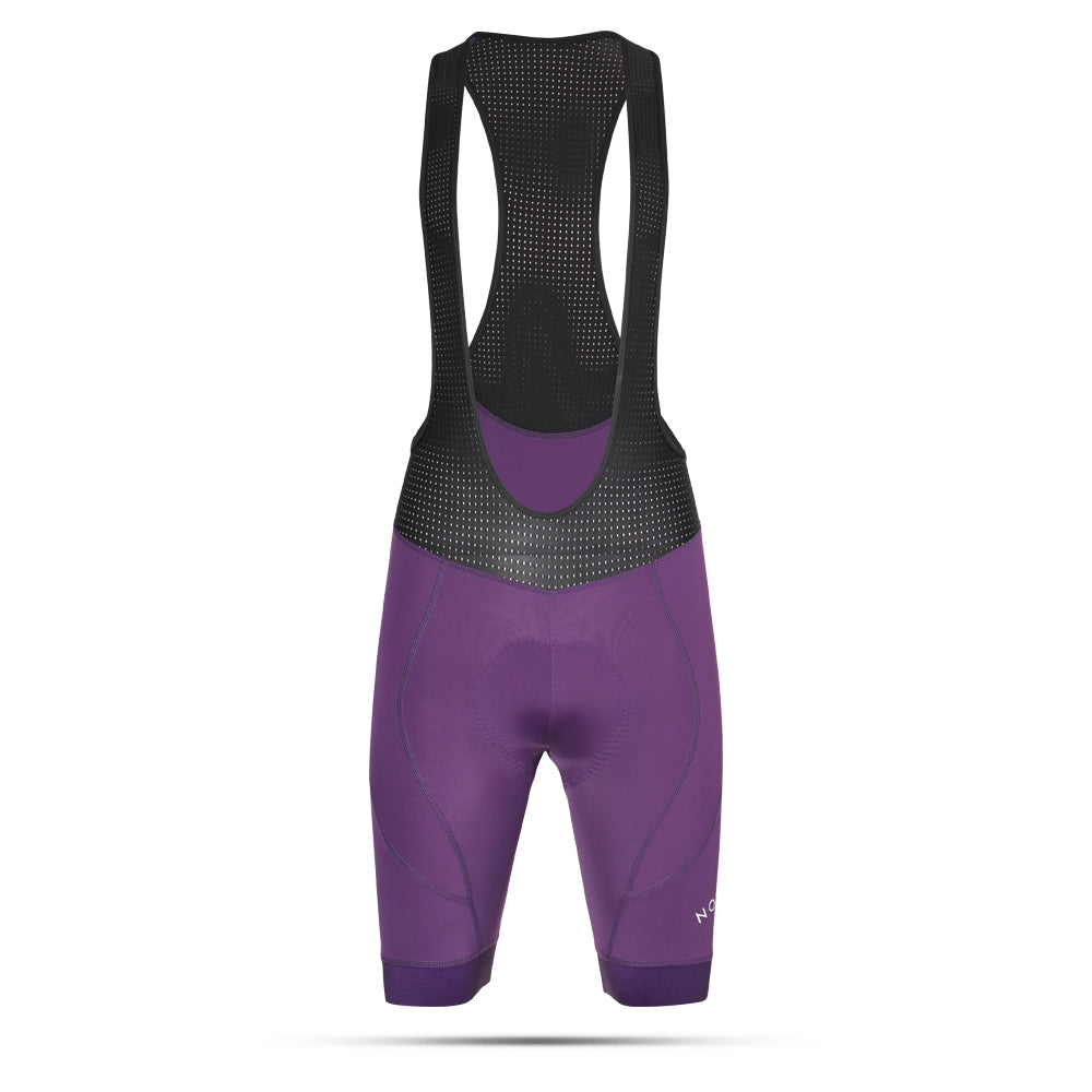 Pantaloncini da ciclismo viola con bretelle – Imbottitura performante con fondello in grafene K10 per lunghe pedalate | Nomad Vélo