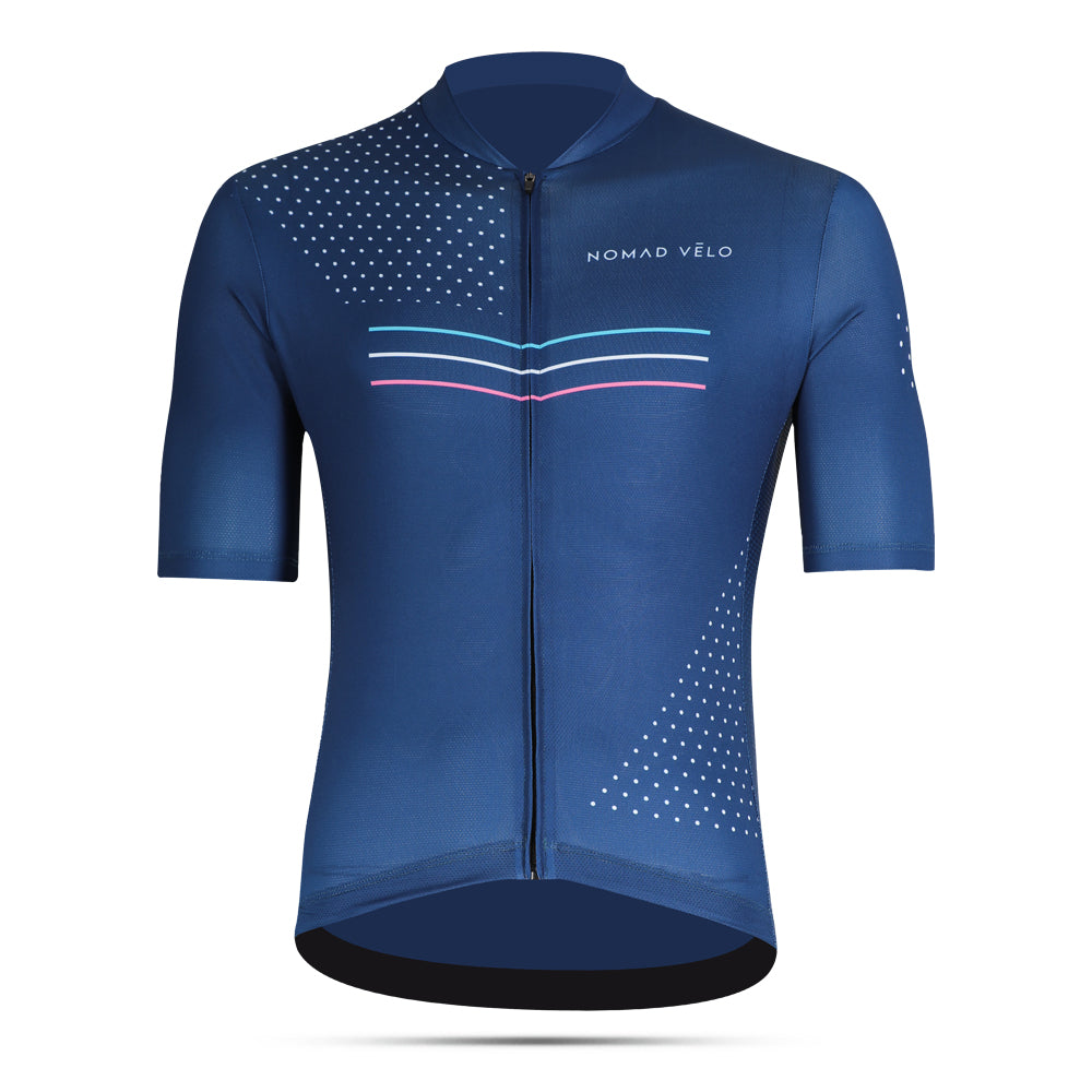 Maglia da ciclismo blu navy da campionato – Vestibilità aerodinamica per velocità e comfort | Nomad Vélo