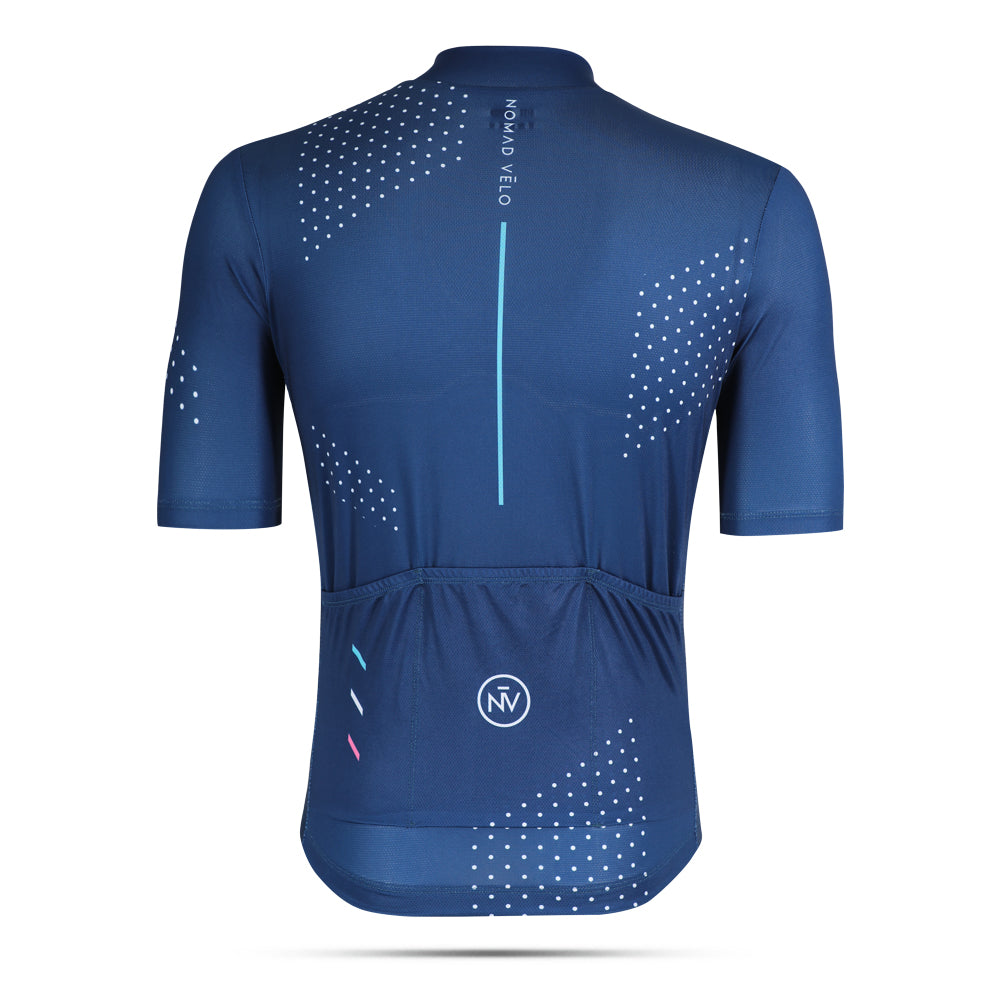 Maglia da ciclismo blu navy da campionato – Vestibilità aerodinamica per velocità e comfort | Nomad Vélo