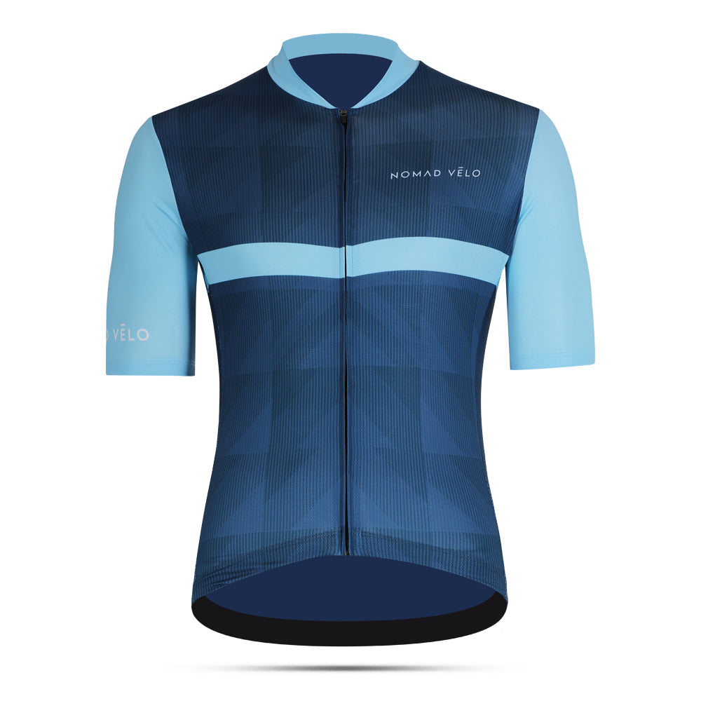 Maglia da ciclismo azzurra – Taglio aerodinamico performante per le uscite con il caldo | Nomad Vélo