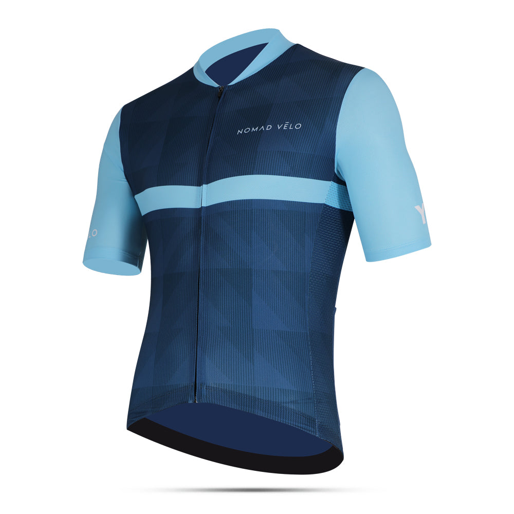 Maglia da ciclismo azzurra – Taglio aerodinamico performante per le uscite con il caldo | Nomad Vélo