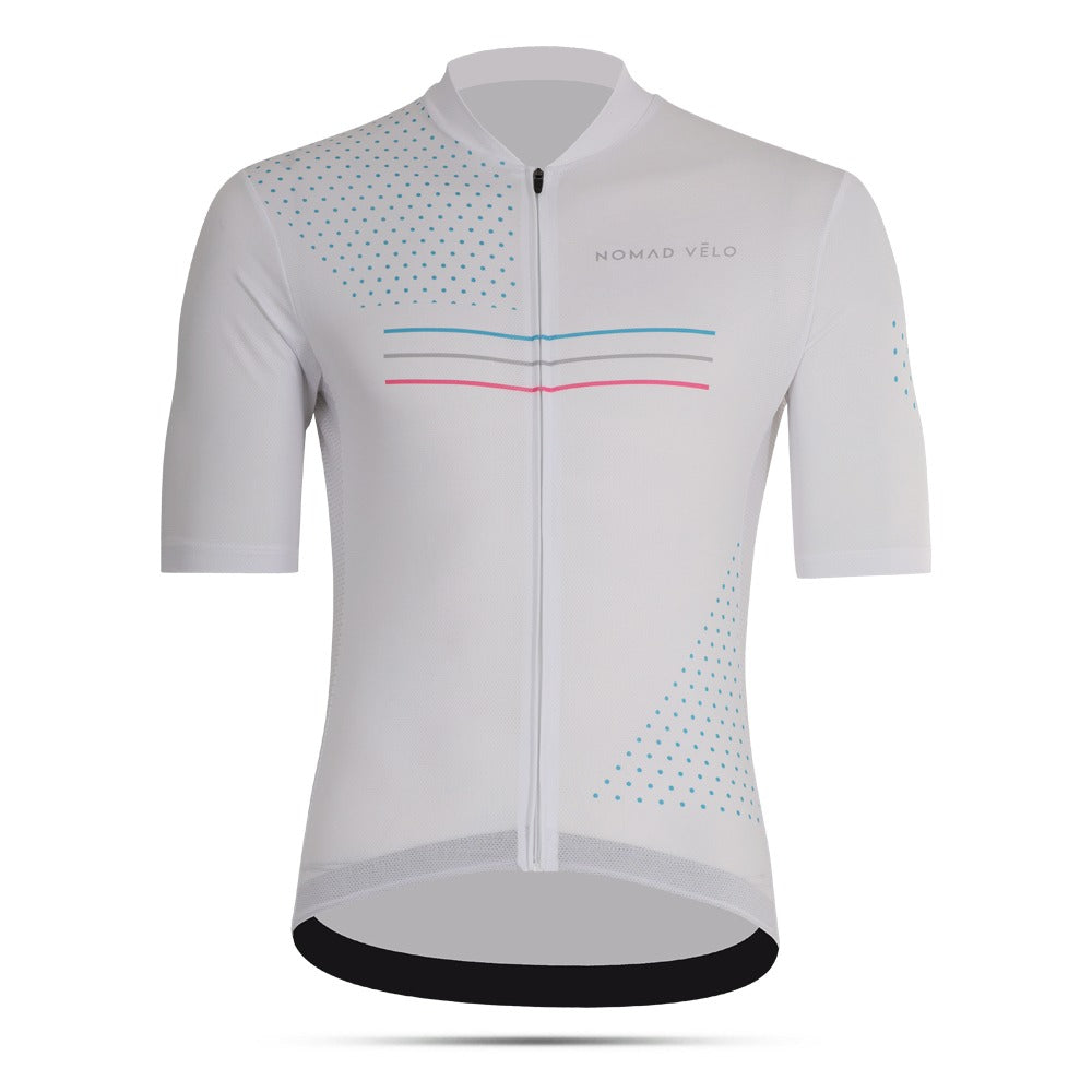 Maglia da ciclismo White League – Vestibilità aerodinamica performante per strada e gare | Nomad Vélo
