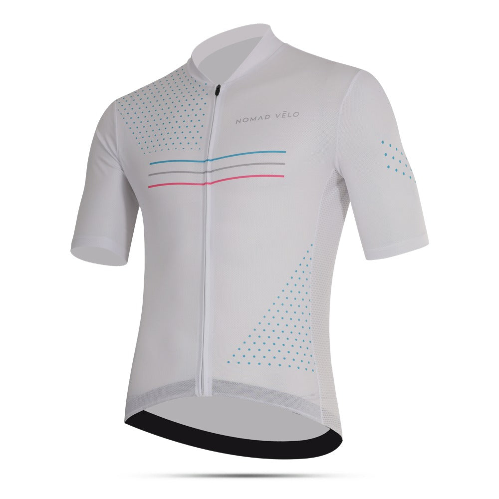 Maglia da ciclismo White League – Vestibilità aerodinamica performante per strada e gare | Nomad Vélo