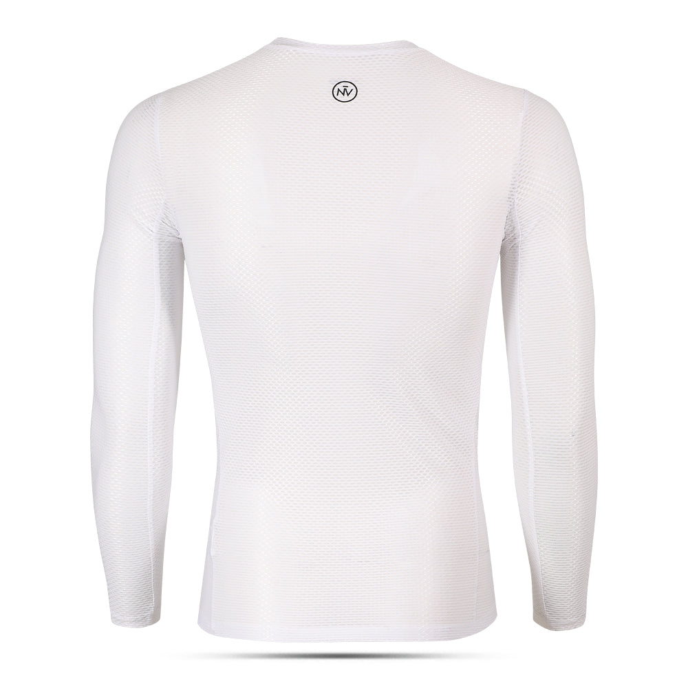 Base Layer bianco – Maglia a maniche lunghe traspirante, vestibilità slim da gara | Nomad Vélo