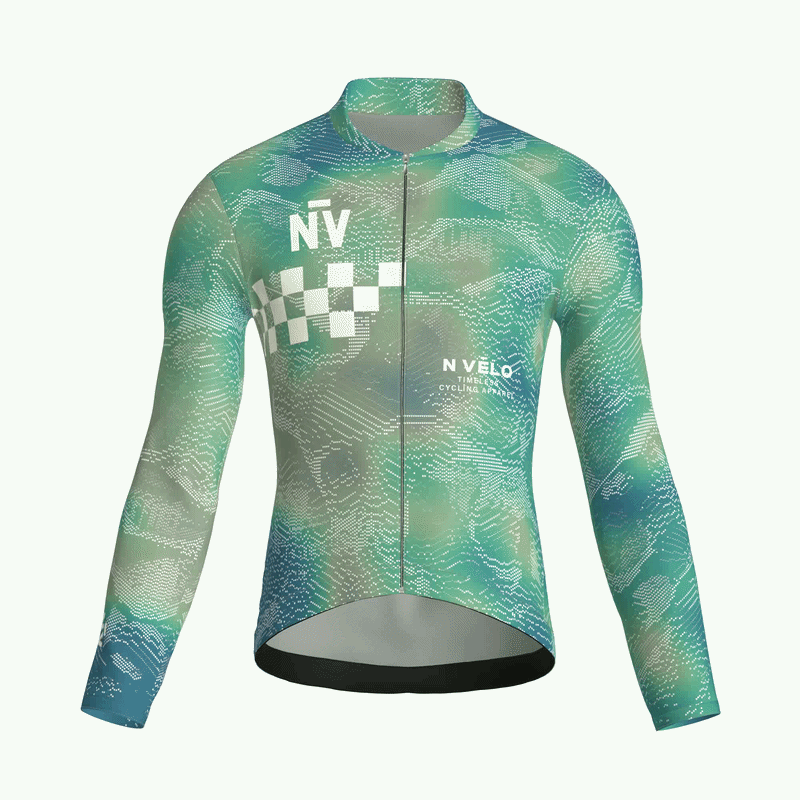 Maglia a maniche lunghe verde da corsa