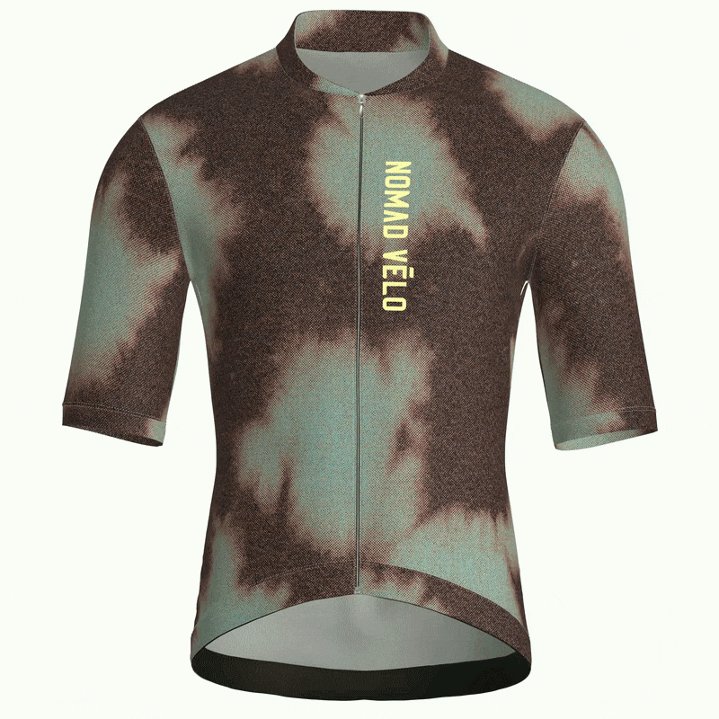 Maglia da ciclismo marrone tie-dye – Manica corta, vestibilità da gara