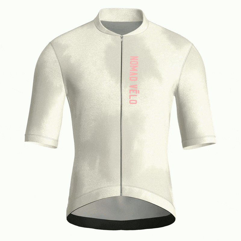 Maglia da ciclismo a maniche corte color crema con stampa tie-dye – vestibilità da gara