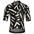 Maglia da ciclismo nera a maniche corte con stampa a pennellate, vestibilità da gara.