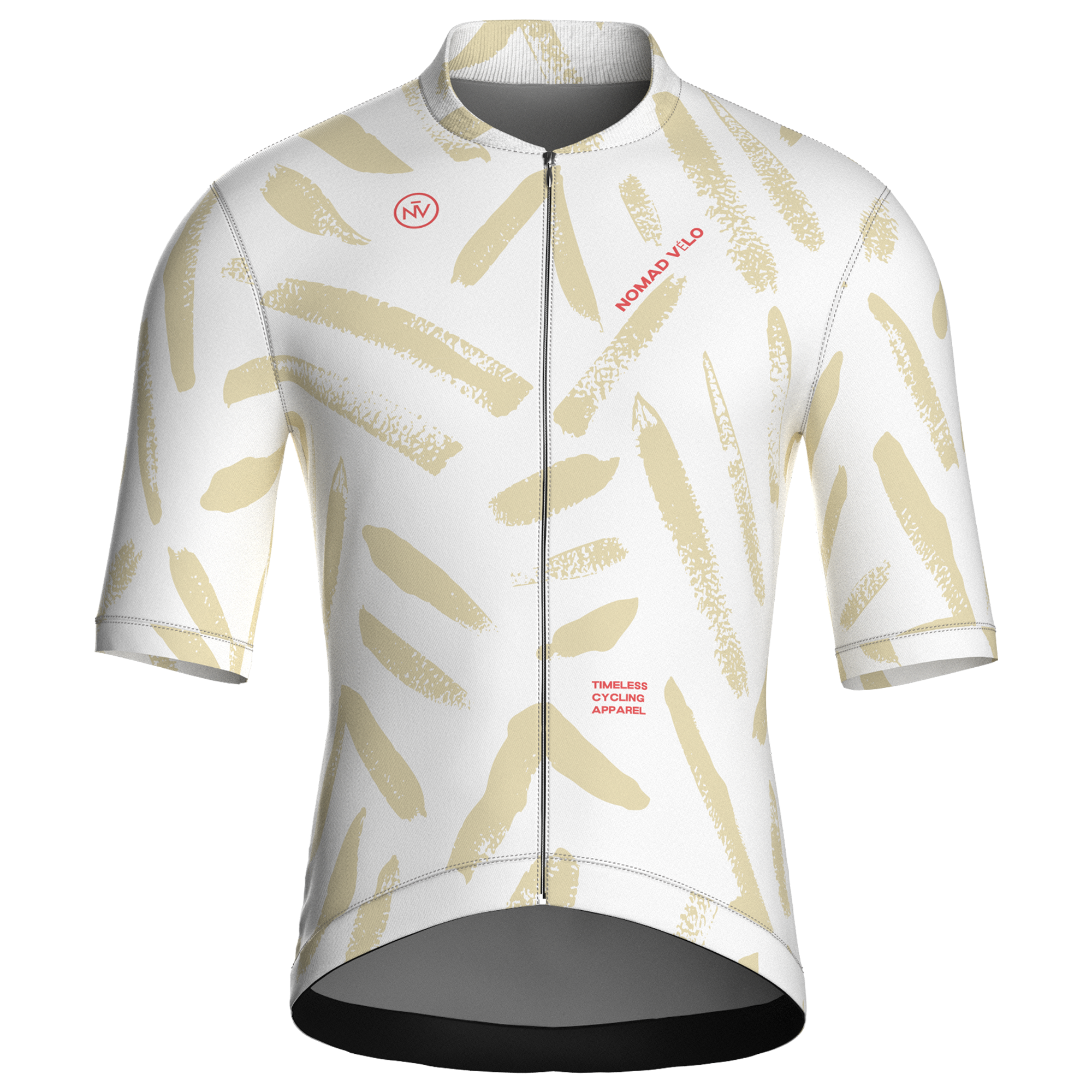 Maglia da ciclismo bianca a maniche corte con stampa a pennellate, vestibilità da gara.