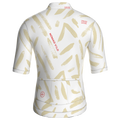Maglia da ciclismo bianca a maniche corte con stampa a pennellate, vestibilità da gara.