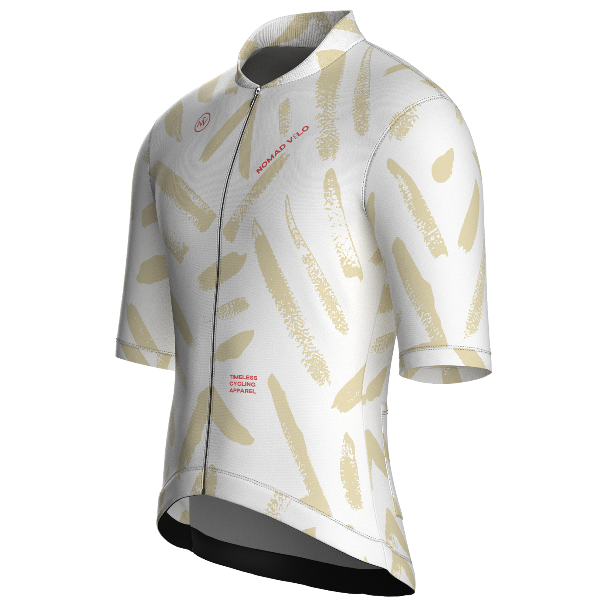 Maglia da ciclismo bianca a maniche corte con stampa a pennellate, vestibilità da gara.
