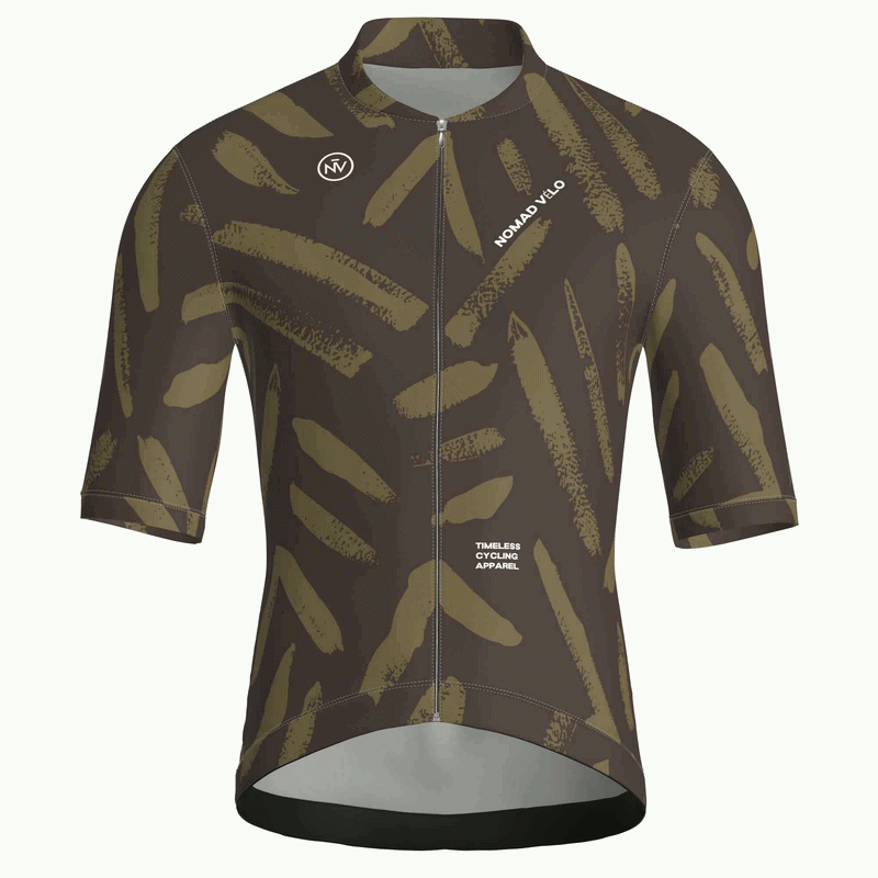 Maglia da ciclismo a maniche corte Brushstroke Olive – vestibilità da gara