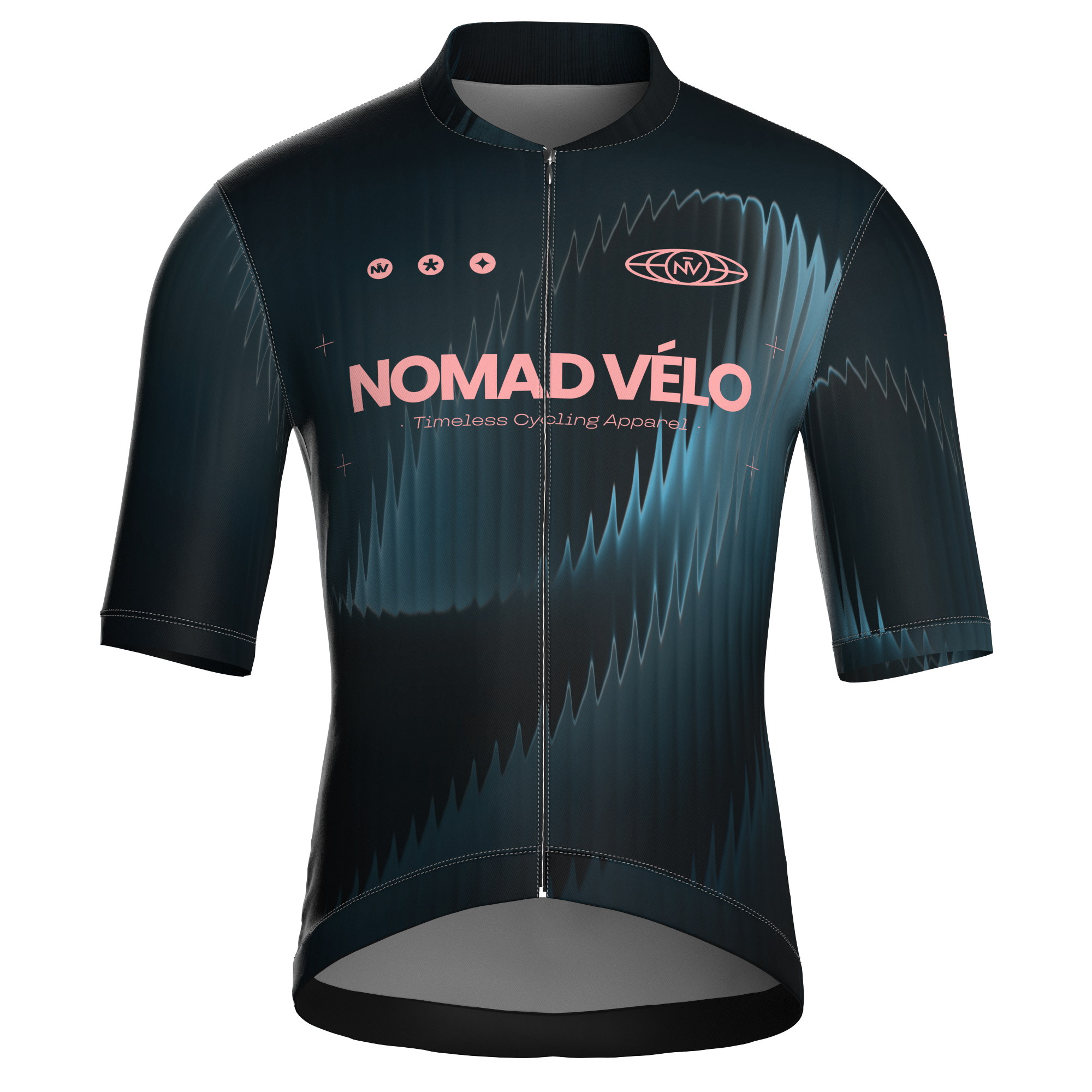 Maglia da ciclismo Aurora nera a maniche corte, vestibilità da gara.