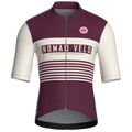 Maglia da ciclismo a maniche corte stile retrò a righe bordeaux – vestibilità da gara