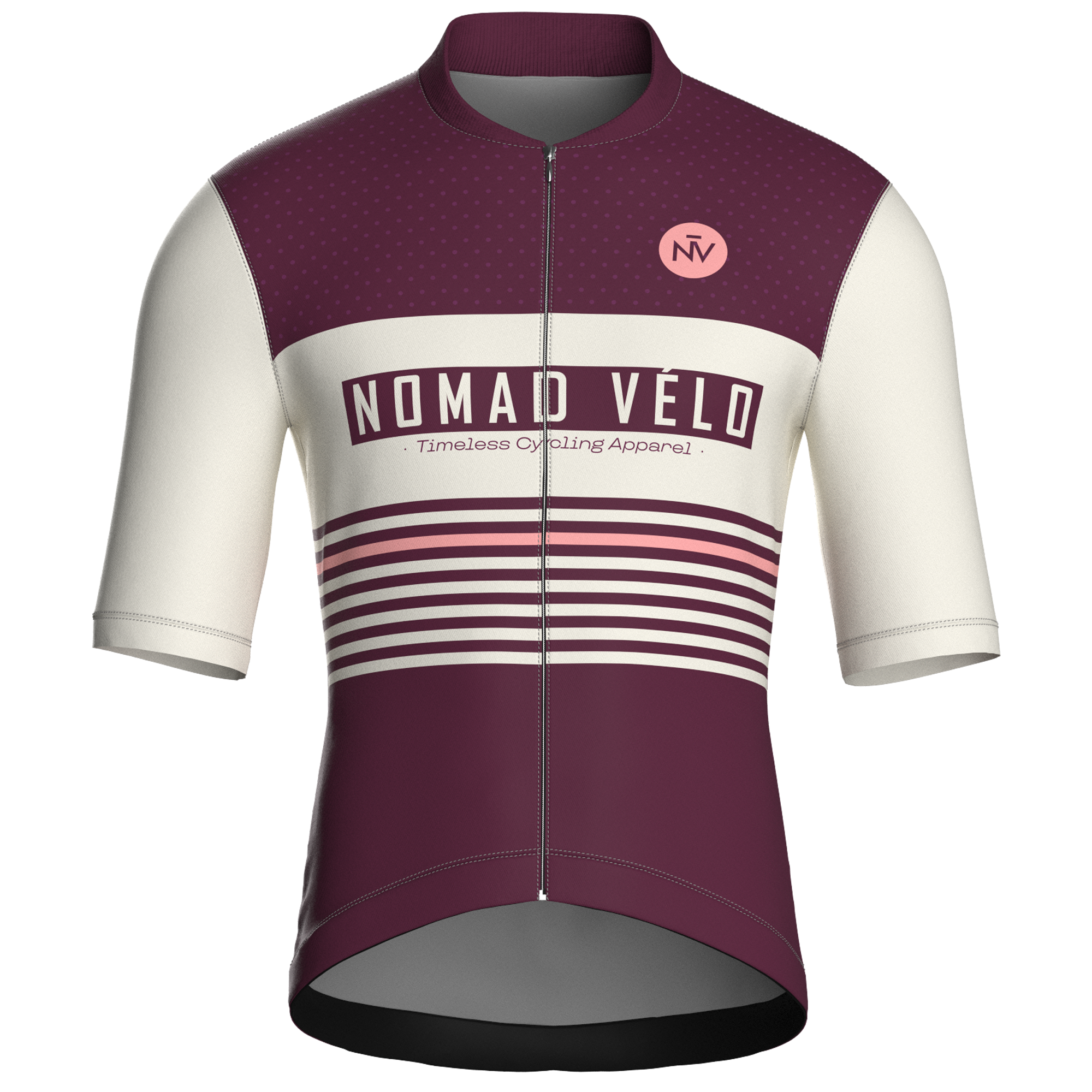 Maglia da ciclismo a maniche corte stile retrò a righe bordeaux – vestibilità da gara