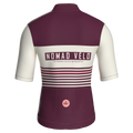Maglia da ciclismo a maniche corte stile retrò a righe bordeaux – vestibilità da gara