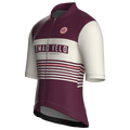 Maglia da ciclismo a maniche corte stile retrò a righe bordeaux – vestibilità da gara