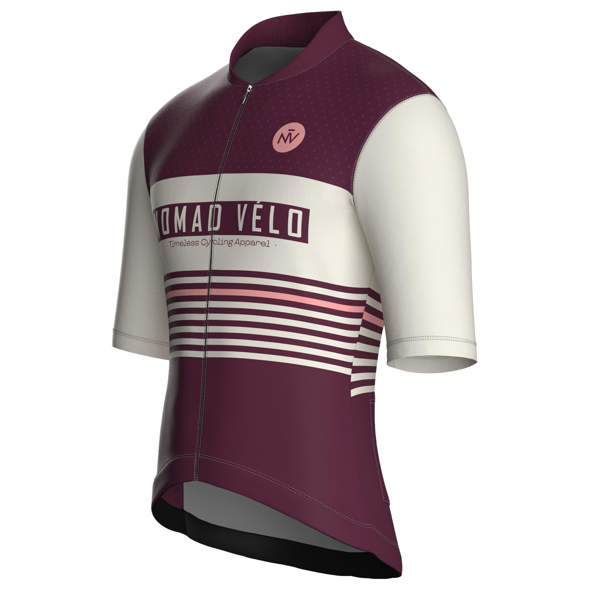 Maglia da ciclismo a maniche corte stile retrò a righe bordeaux – vestibilità da gara