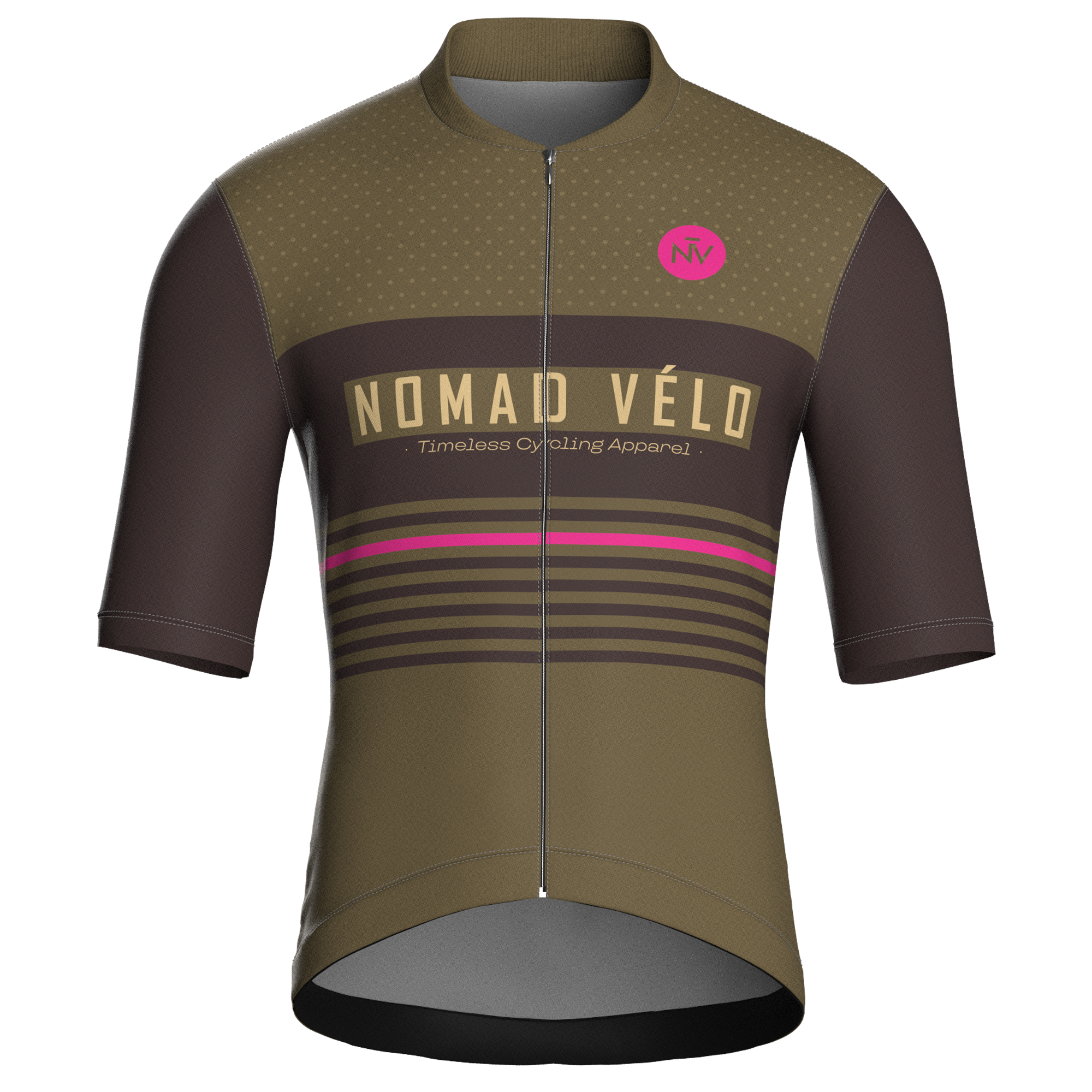 Maglia da ciclismo a maniche corte stile retrò color kaki a righe – vestibilità da gara