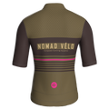 Maglia da ciclismo a maniche corte stile retrò color kaki a righe – vestibilità da gara