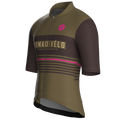 Maglia da ciclismo a maniche corte stile retrò color kaki a righe – vestibilità da gara
