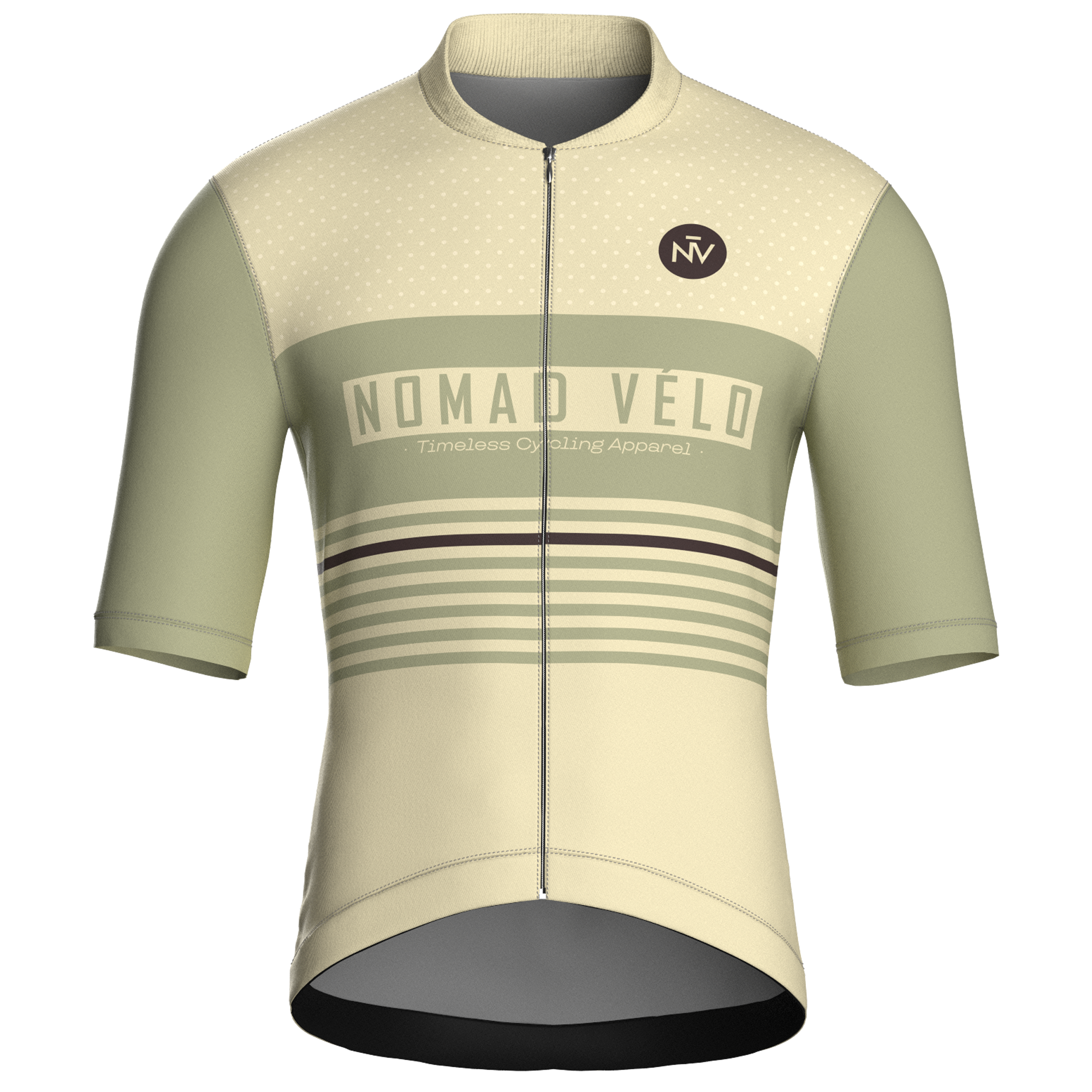 Maglia da ciclismo a maniche corte Retro Stripe Sand – Race Fit per allenamento su strada | Nomad Vélo