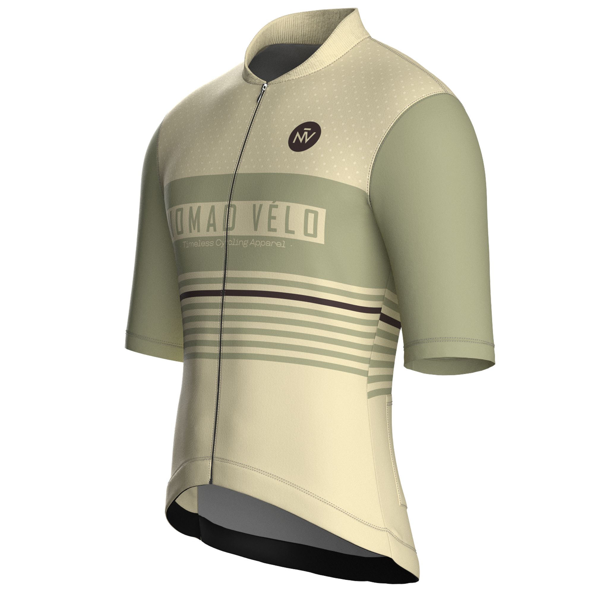 Maglia da ciclismo a maniche corte Retro Stripe Sand – Race Fit per allenamento su strada | Nomad Vélo