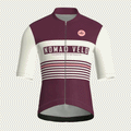 Maglia da ciclismo a maniche corte stile retrò a righe bordeaux – vestibilità da gara