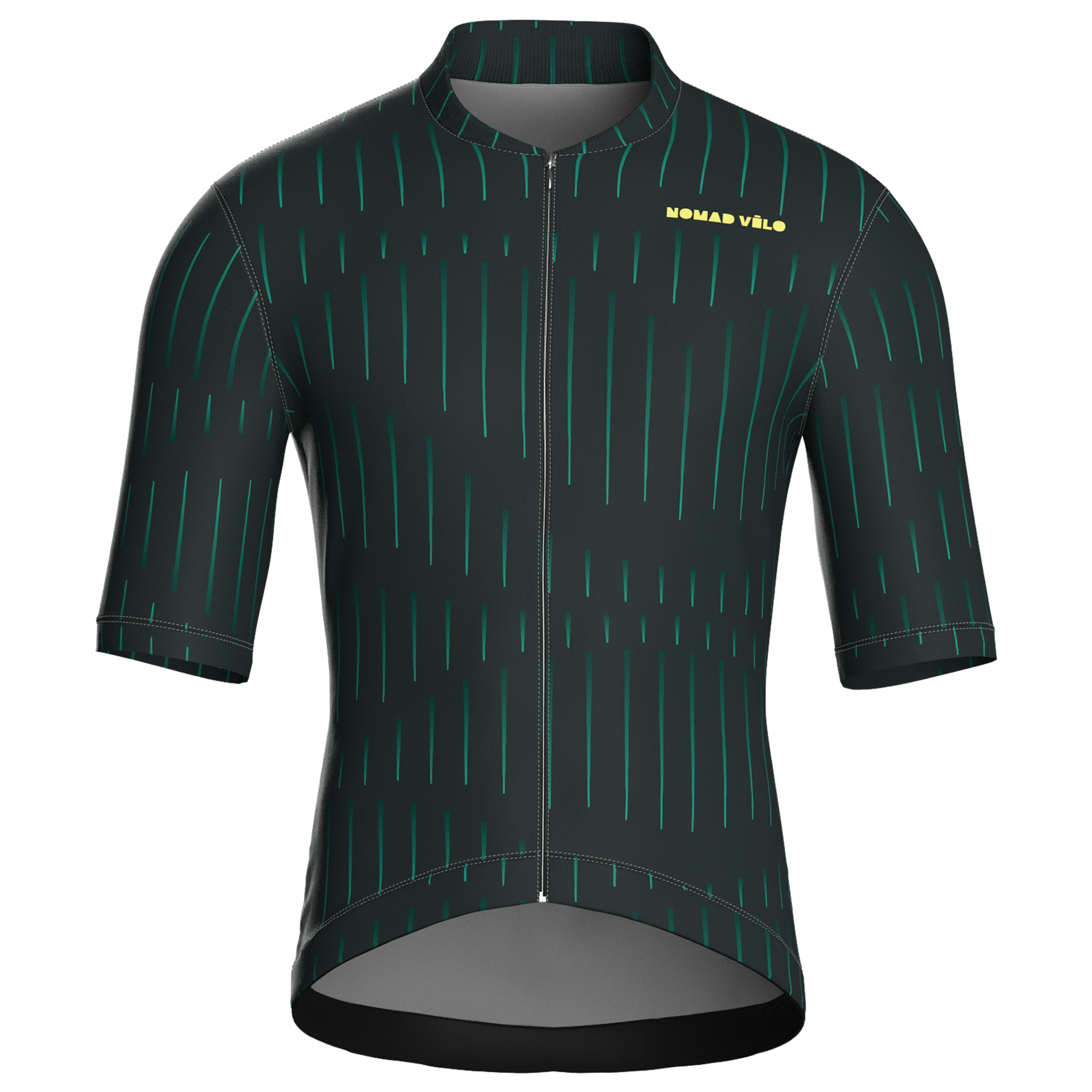 Maglia da ciclismo a maniche corte verde gessato, vestibilità da gara