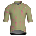 Maglia da ciclismo a maniche corte a righe verde oliva, vestibilità da gara.