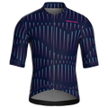 Maglia da ciclismo a maniche corte a righe blu navy, vestibilità da gara.