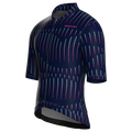 Maglia da ciclismo a maniche corte a righe blu navy, vestibilità da gara.
