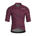 Maglia da ciclismo a righe bordeaux – Manica corta, vestibilità da gara