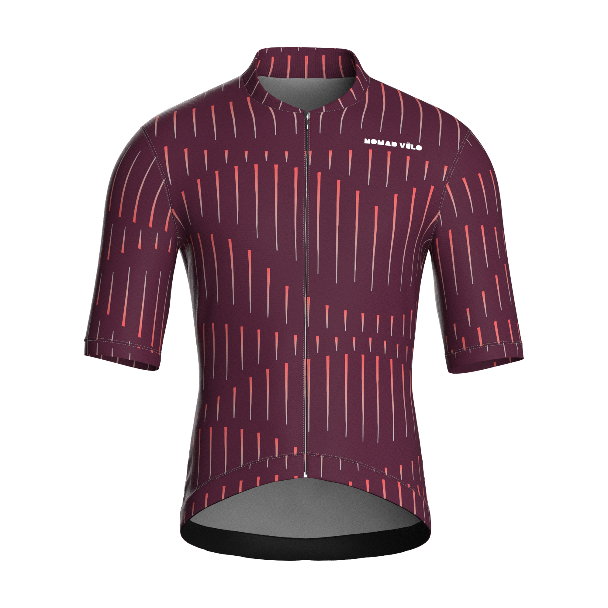 Maglia da ciclismo a righe bordeaux – Manica corta, vestibilità da gara