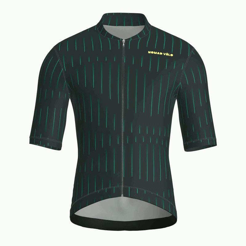 Maglia da ciclismo a maniche corte verde gessato, vestibilità da gara