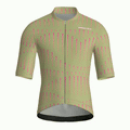 Maglia da ciclismo a maniche corte a righe verde oliva, vestibilità da gara.