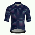 Maglia da ciclismo a maniche corte a righe blu navy, vestibilità da gara.