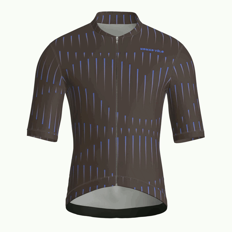 Maglia da ciclismo a righe marroni – Manica corta, vestibilità da gara