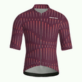 Maglia da ciclismo a righe bordeaux – Manica corta, vestibilità da gara