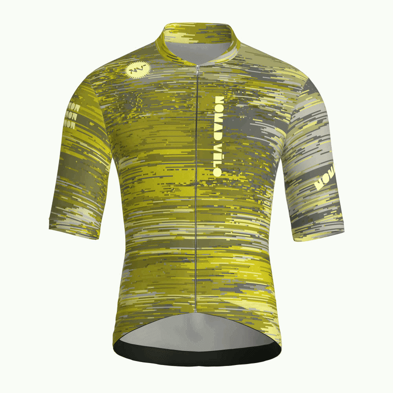 Maglia da ciclismo Glitch Olive a maniche corte, vestibilità da gara