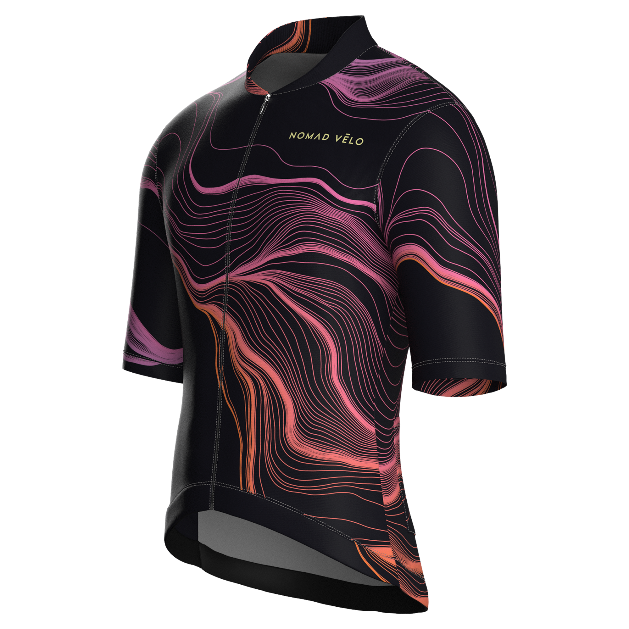 Maglia da ciclismo Contour nera a maniche corte, vestibilità da gara.