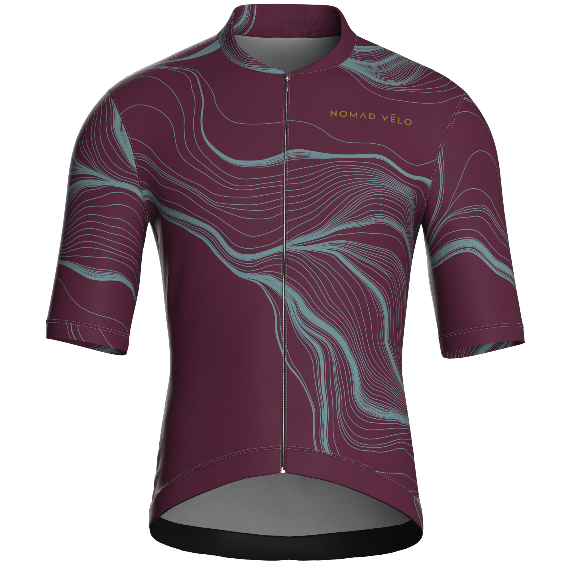 Maglia da ciclismo Contour bordeaux a maniche corte, vestibilità da gara.