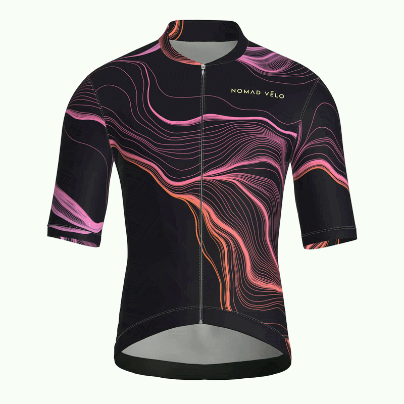 Maglia da ciclismo Contour nera a maniche corte, vestibilità da gara.