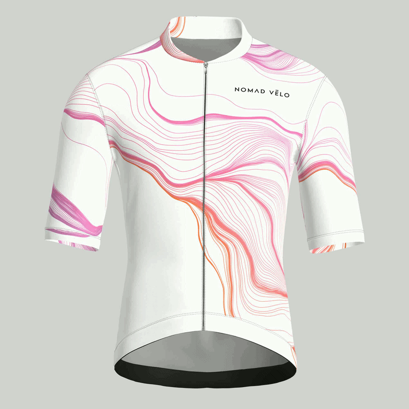 Maglia da ciclismo bianca Contour a maniche corte, vestibilità da gara