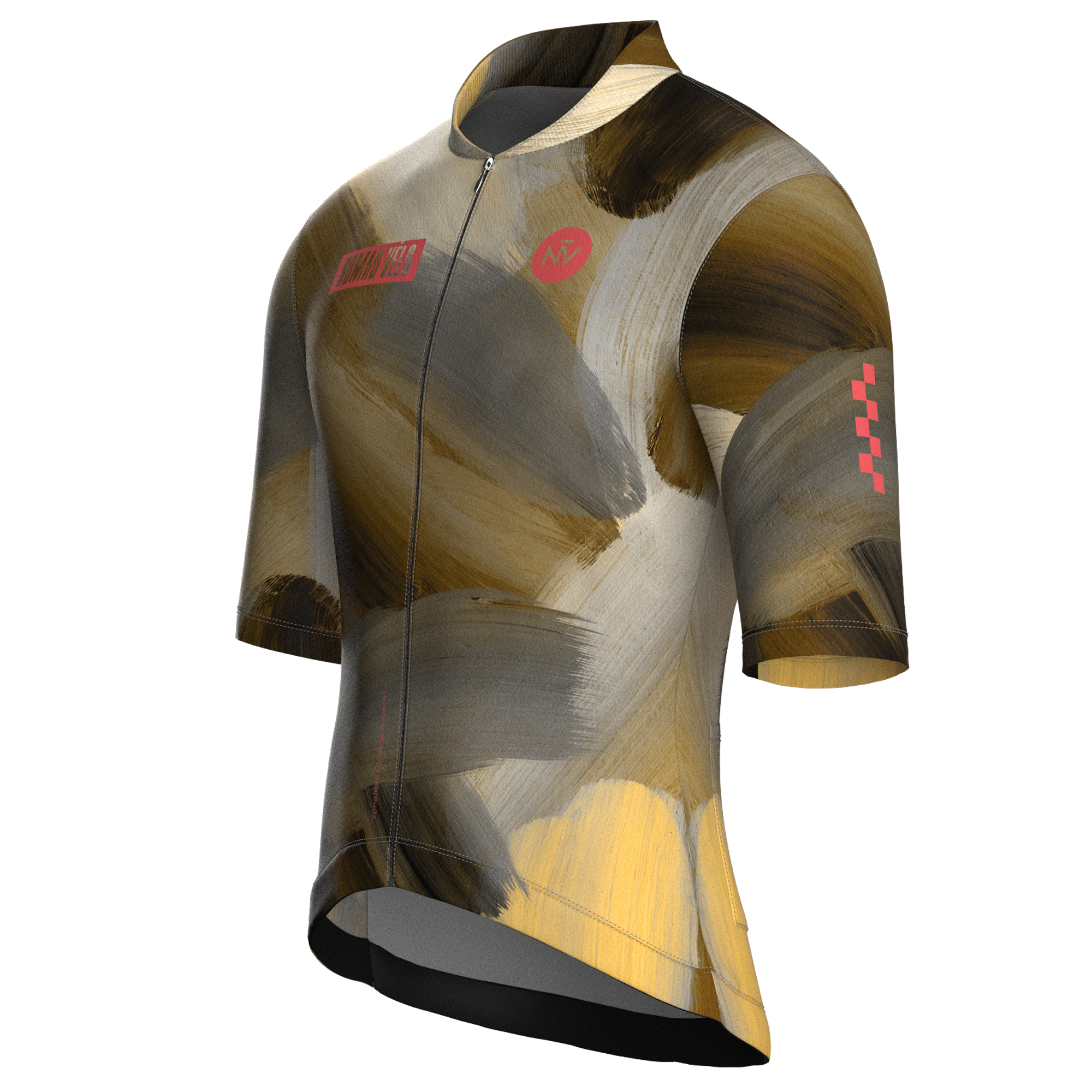 Maglia da ciclismo Painterly Bronze a maniche corte, vestibilità aerodinamica, con grafica sublimata.