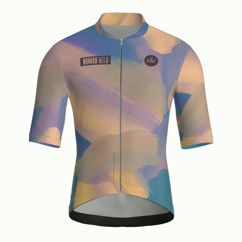 Maglia da ciclismo a maniche corte con stampa a sublimazione "Painterly Sunset" – vestibilità aerodinamica.