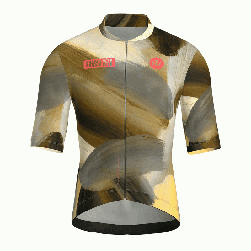 Maglia da ciclismo Painterly Bronze a maniche corte, vestibilità aerodinamica, con grafica sublimata.