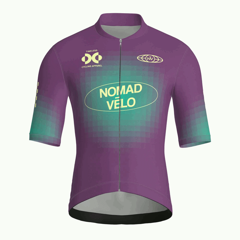 Maglia da ciclismo Pixel Plum a maniche corte, vestibilità da gara