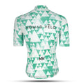 Maglia da ciclismo verde aerodinamica – Maniche corte, vestibilità da gara, motivo geometrico, ideale per pedalate veloci | Nomad Vélo